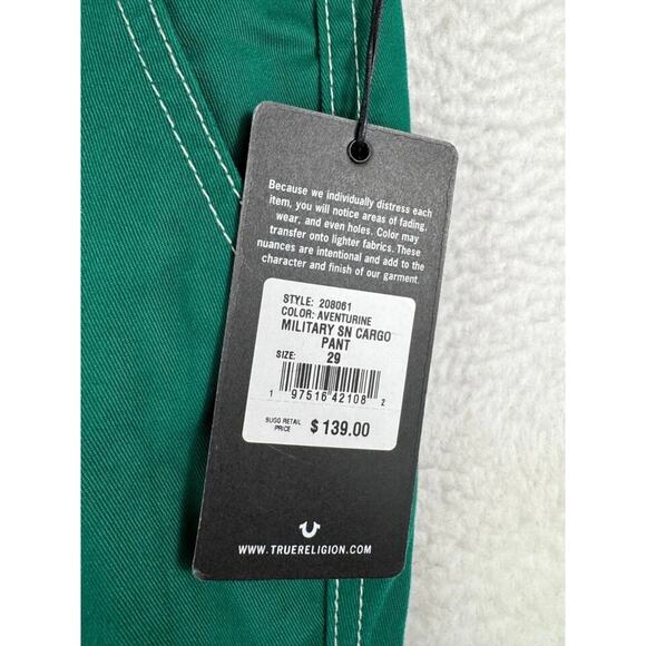 TRUE RELIGION MILITARY SN CARGO PANT BOOTCUT AVENTURINE - 29 - Picture 6 of 6